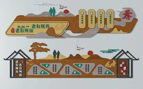 现代社区孝道文化宣传栏3d模型