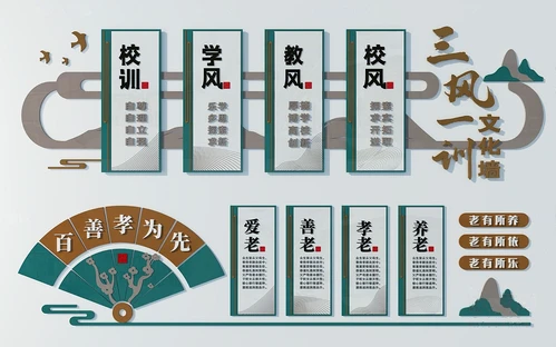 现代三风一训文化宣传栏3d模型