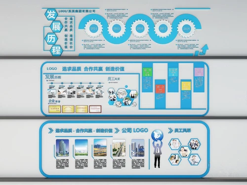 现代企业文化墙宣传栏3d模型