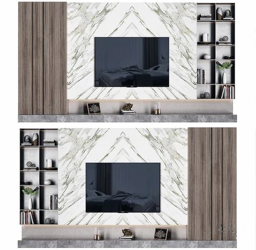 现代大理石电视背景墙3d模型