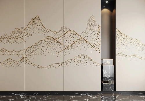 新中式山峰背景墙3d模型