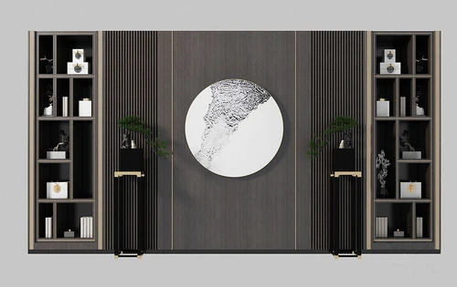 新中式博古架背景墙3d模型