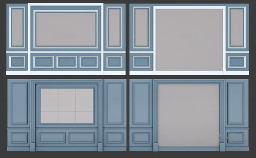 简欧护墙板背景墙3d模型