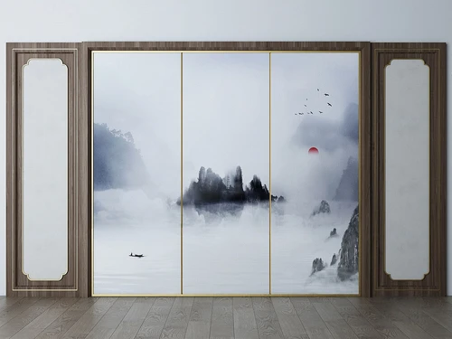 中式背景墙3d模型
