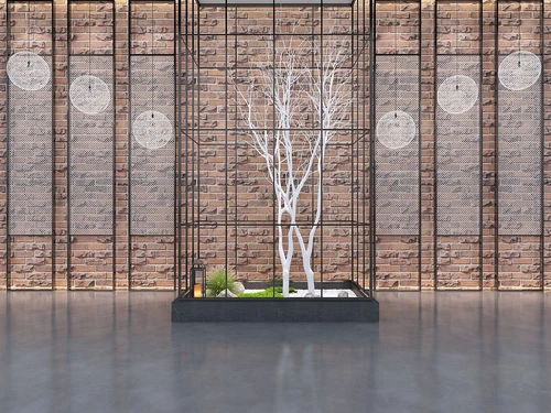工业风复古形象背景墙3d模型