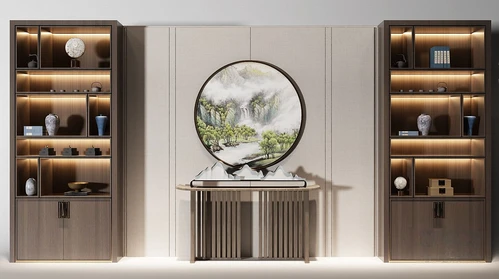 新中式实木端景条案装饰柜3d模型