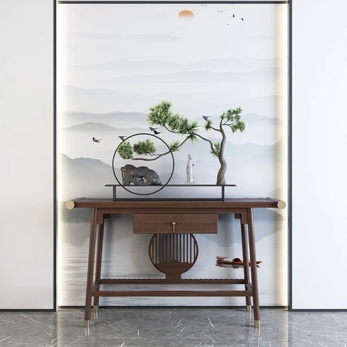 新中式实木端景台3d模型