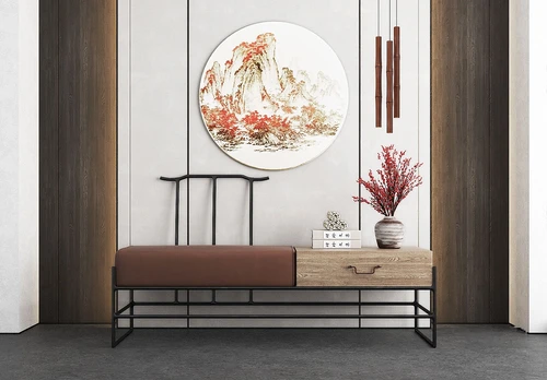 新中式实木端景台3d模型