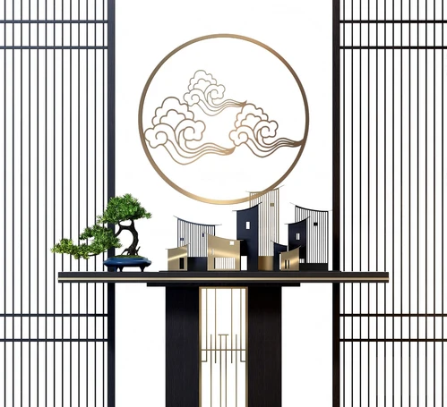 新中式实木端景条案3d模型