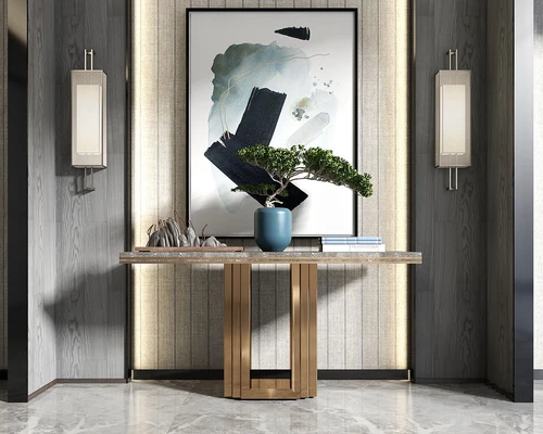 新中式轻奢端景条案3d模型