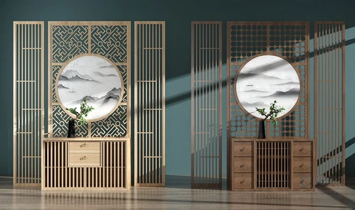 新中式实木端景柜3d模型