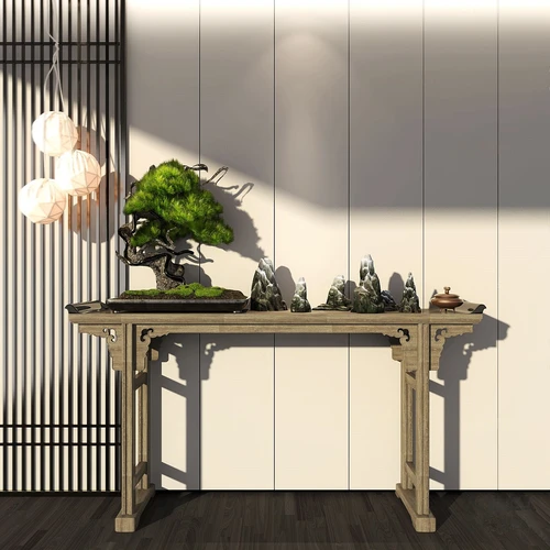 新中式实木端景条案3d模型