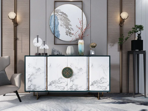 新中式轻奢大理石端景柜3d模型