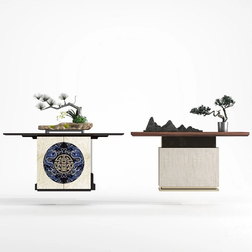 新中式端景柜组合3d模型