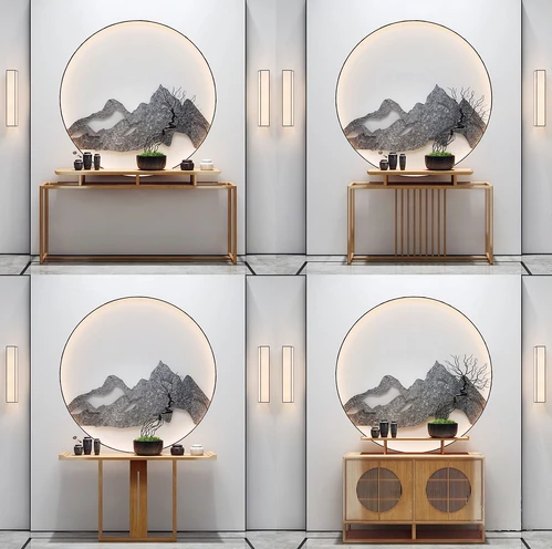 新中式玄关柜组合3d模型