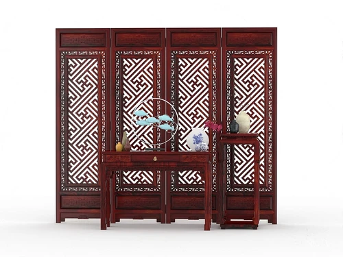 中式红木屏风端景条案3d模型