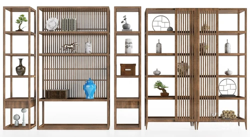 新中式实木博古架3d模型