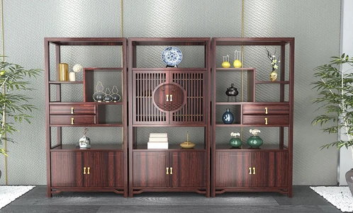 中式实木博古架3d模型