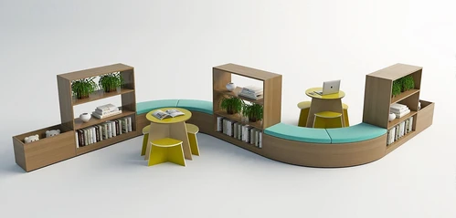 现代简约弧形书架3d模型