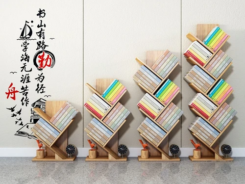 现代原木树形书架3d模型