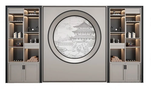 新中式轻奢装饰柜组合3d模型