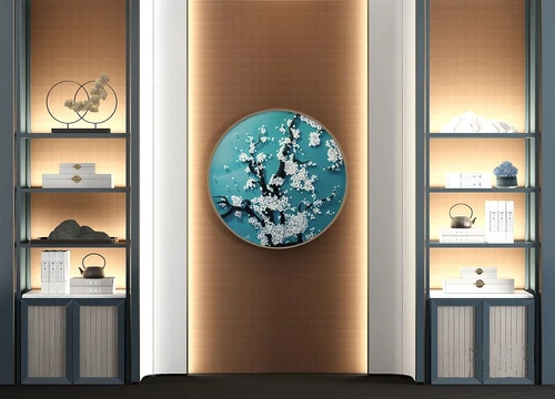 新中式装饰柜饰品组合3d模型