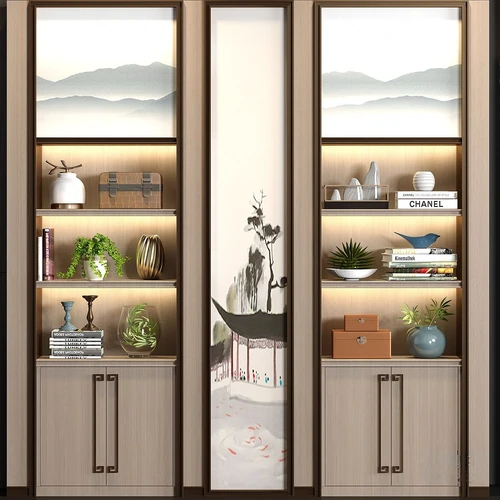 新中式实木装饰柜3d模型