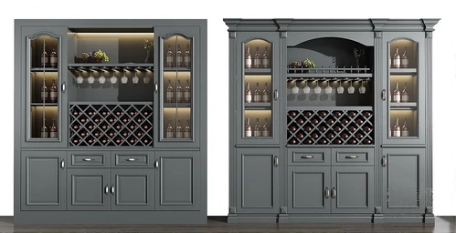 简欧多功能酒柜组合3d模型