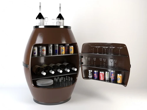 现代酒桶形酒柜3d模型