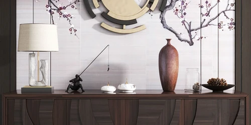 新中式实木端景边柜3d模型