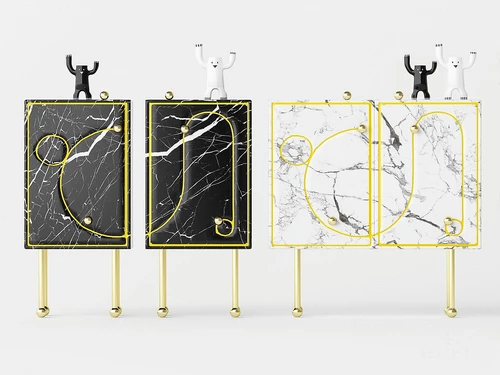 现代大理石边柜3d模型