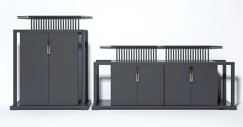 新中式实木边柜组合3d模型