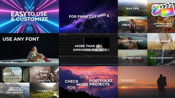 FCPX插件-200组文字标题字幕动画预设 Text Animation Presets