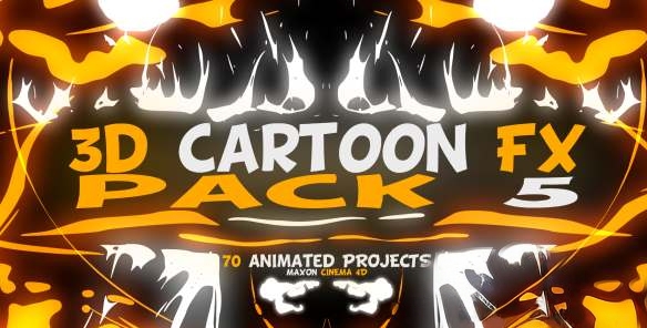 C4D模板+预设-三维卡通动画元素 3D Cartoon FX Pack 5