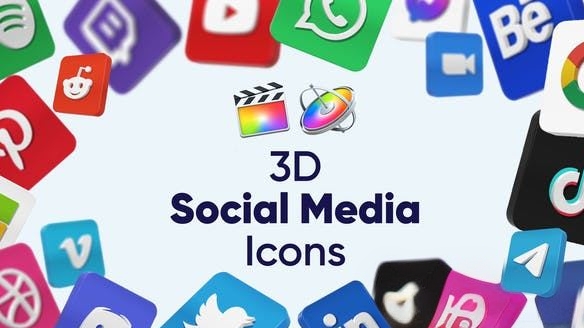 FCPX插件-三维社交图标动画 3D Social Media Icons