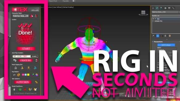 3DS MAX模型快速绑定插件破解版 3DtoAll IKMAX v1.0 for 3ds Max 2015 – 2019