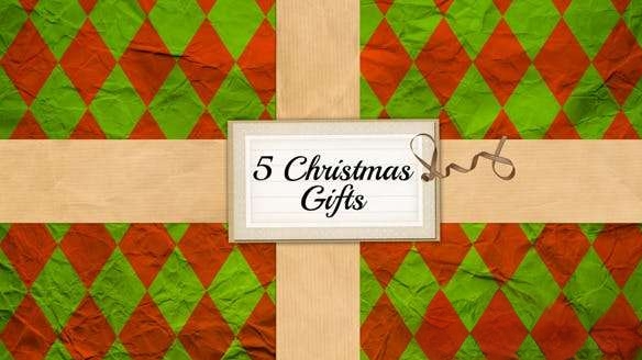 Apple Motion/FCPX模板插件-圣诞节礼物盒照片定格动画片头 5 Christmas Gifts