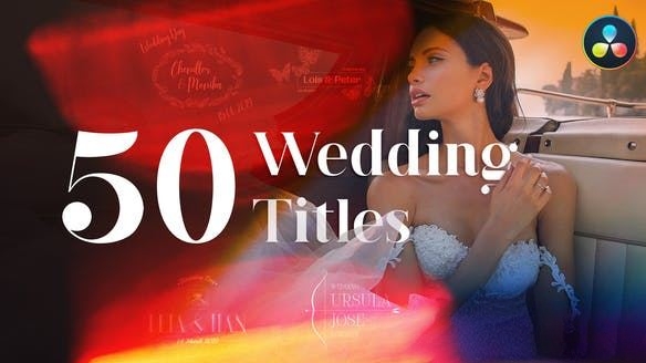 达芬奇模板-50组婚礼文字标题字幕动画 50 Wedding Titles