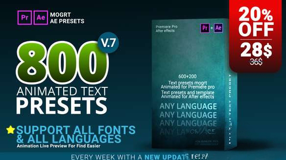 AE模板+PR预设：800组文字动画预设 800 Text Presets for Premiere Pro & After effects