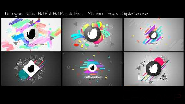 FCPX + Apple Motion模板-彩色图形Logo动画 Abstract Logos