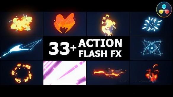 达芬奇模板-33组卡通动漫元素动画 Action Flash FX Overlays