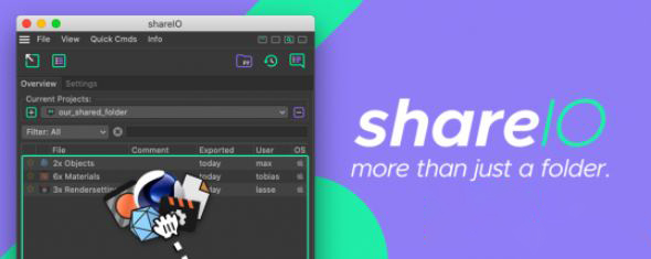 C4D工程文件模型素材贴图材质设置共享插件 Aescripts shareIO v1.10 For Cinema 4D R23 Win破解版